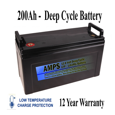 #ad 12V 200Ah LiFePO4 LFP Low Temp Lithium Battery w small case 12.8V 2560W Hr $885.00