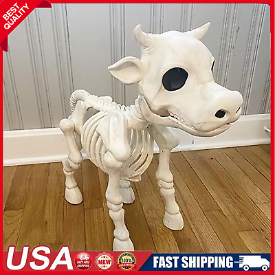 #ad 2023 NEW Red Shed Cow Skeleton Halloween Decoration Statue Tractor Supply $23.86