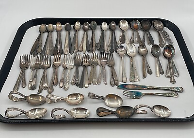 #ad Lot of 79 Assorted Vintage Silverplate Baby Youth Forks Spoons Lot#74 $154.99