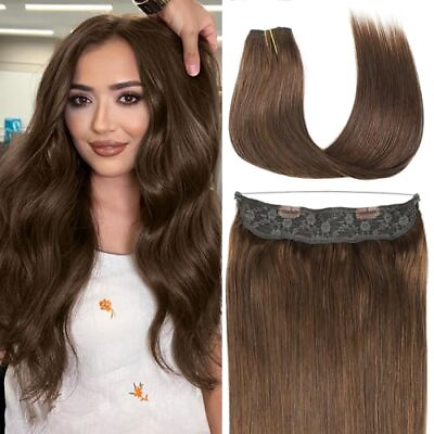 #ad RECOOL Wire Hair Extensions Real Human Hair Chocolate Brown Remy Hair Extensi... $82.51