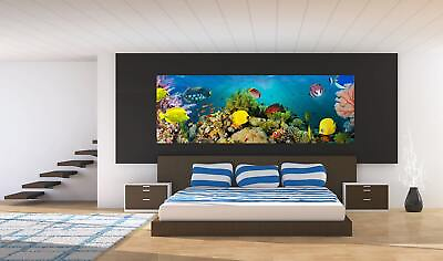 #ad Reef Aquarium Wall Mural 144quot;Wx50quot;H Removable Tropical Fish Multicolor $20.97