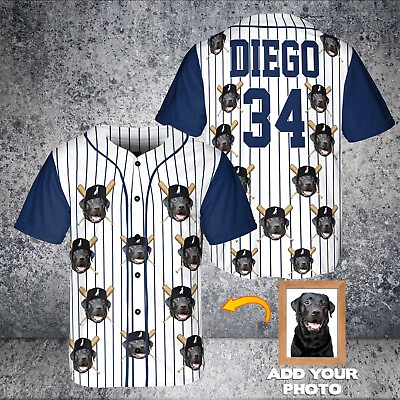 #ad Custom Atlanta Braves Baseball Jersey Personalized Dog Photo Add Name and Number $32.39