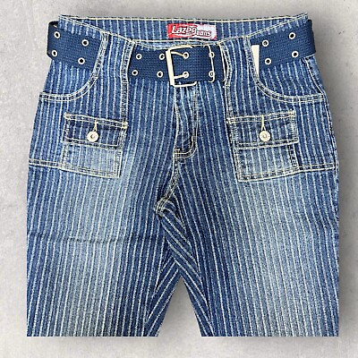 #ad Vintage Lazer Jeans Flare Women’s 7 WITH BELT Stripe Y2K Festival $40.45