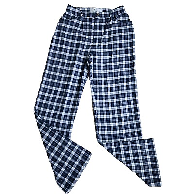 #ad Hollister Ultra High Rise Pant Dad Mom Juniors 5 Blue White Plaid Flannel $15.74