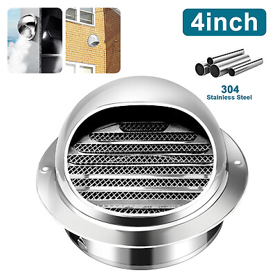 #ad #ad 4in Duct Fan Soffit Air Vent 304 Stainless Steel Round Wall Outlet Grille Cover $9.48