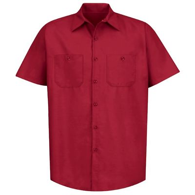 #ad Red Kap Work Shirt Solid Color 2 Pocket Men#x27;s Industrial Uniform Short Sleeve $15.98