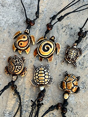 #ad New Adjustable Necklace Brown Sea Turtle Design Tribal Resin Wood Pendant $2.99