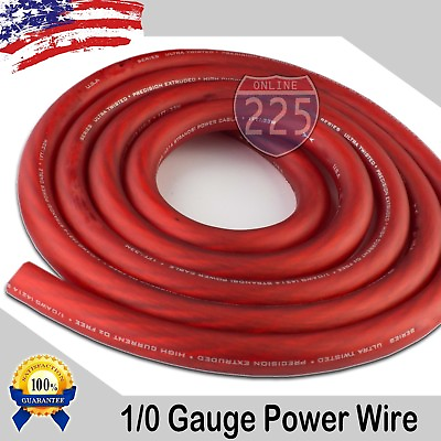#ad 25 Ft True 1 0 0 AWG Gauge Power Positive Wire Strand Cable 25#x27; Red High Quality $32.50