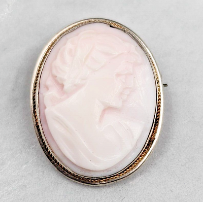 #ad Antique Angel Skin 1quot; Cameo Brooch Pendant In 800 Silver Frame 5.1 grams $54.00