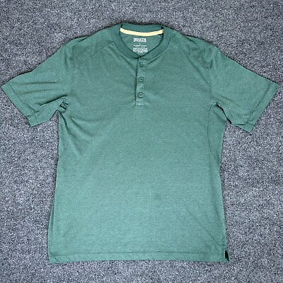 #ad Duluth Trading Shirt Mens Large Green Henley Crew Neck Short Sleeve Adult $16.91