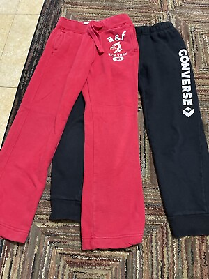 #ad Set Of 2 Sweatpants Abercrombie And Converse Kids Pants 150 160cm S L $8.90