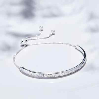 #ad Italian Made 925 Sterling Silver Diamond Cut Adjustable Bangle Bolo Bracelet $14.99