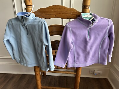 #ad LL BEAN KIDS 2T amp; 3T FLEECES LOT X 2 WASHED VERY NICE READY SHIP PURPLE AND MINT $29.99