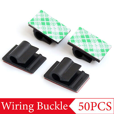 #ad 50Pcs Cable Clips Self Adhesive Cord Wire Holder Management Organizer Clamp $8.99