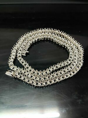 #ad Semi Mount Tennis Chain Necklace 4 mm Round Tennis Chain Mounting Necklace Blank $134.25