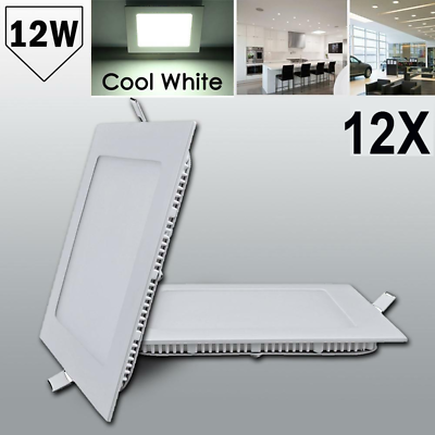 #ad 12X 12W Cool White LED Recessed Ceiling Panel Down Lights Bulb Slim Lamp Fixture $55.99