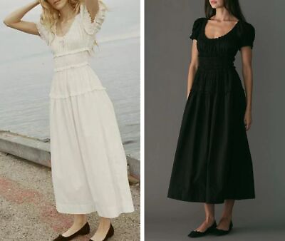 #ad Doen Cotton Midi Dress Puff Sleeve A line Dress for Ladies $158.86