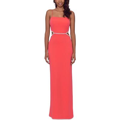 #ad Xscape Womens Orange Embellished Maxi Cut Out Evening Dress Gown 6 BHFO 5405 $133.99