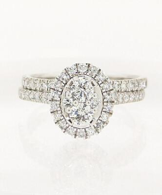 #ad Unique Moments 10K 3.9g White Gold Lab Grown Diamonds Wedding Set Ring Size 7 $319.99