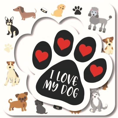 #ad Dog Paw Picture Frame Magnet Decal 5.75 x 5.75 Square and 4x3.5 Paw Cut Out $7.99