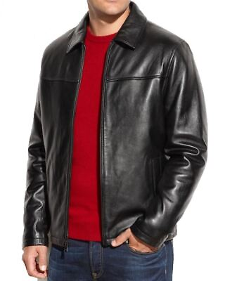 #ad New Mens Leather Jacket Real Soft Lambskin Leather Man Classic Biker Coat #133 $134.00