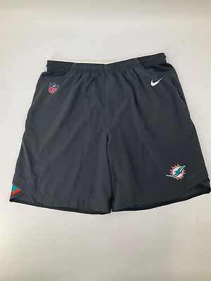 #ad #60 MIAMI DOLPHINS GAME USED GRAY NIKE DRI FIT PRACTICE SHORTS W POCKETS 2XL $39.99