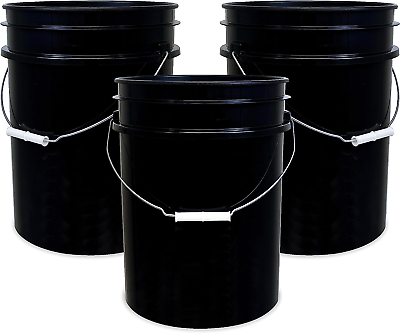 #ad 5 Gallon Plastic Bucket Heavy Duty Multipurpose Pail Storage Buckets 3PCS $43.99