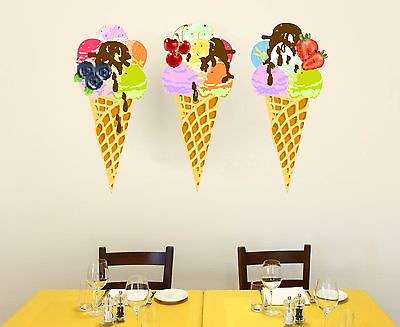#ad Kitchen Stickers Wall Decals Ice Cream Murals Full Color Cafe Decor SD18 $89.99