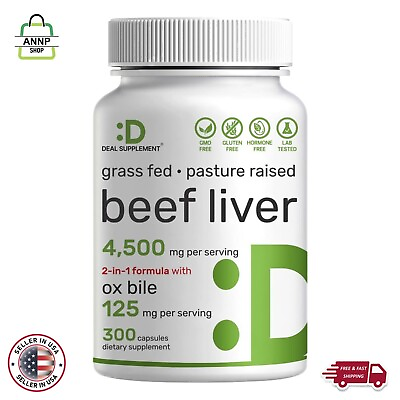 #ad Beef Liver Supplement with Ox Bile 4500mg Per Serving 300 Caps Bile Salts US $16.43