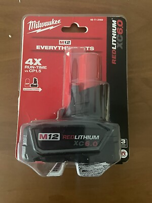 #ad Milwaukee 48 11 2460 M12 XC 12V 6.0 Ah Extended Capacity Lithium Ion Battery... $57.00