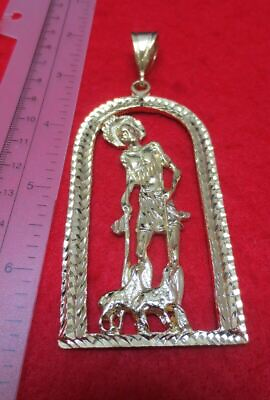 #ad 14KT GOLD PLATED SAINT LAZARUS CHARM PENDANT OVER 4 INCHES 9253 $16.46