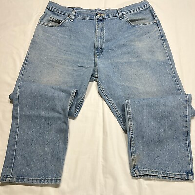 #ad Wrangler Relaxed Fit Straight Leg Mens Jeans 42x30 40x29 Med Wash Blue Denim $10.99