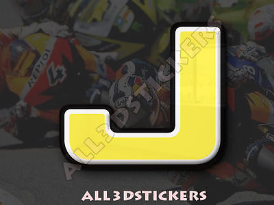 #ad 3D Stickers Resin Domed LETTER J Color Yellow 75 mm 3 inches Adhesive Decal $6.75