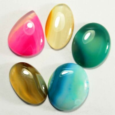 #ad Natural Designer Multi Color Agate Cabochon Mix shape Loose Gemstone 220.60 Ctw $18.26