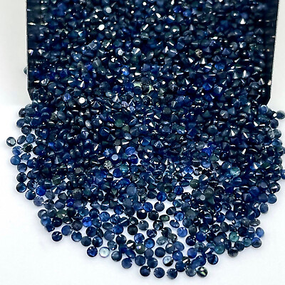 #ad 100 Pcs Natural Blue Sapphire 1.6mm Round Cut Calibrated Loose Gemstones Lot $16.00