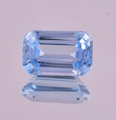 #ad AAA Natural Flawless Blueish AQUAMARINE Emerald Cut Loose Gemstone GIT Certified $52.00