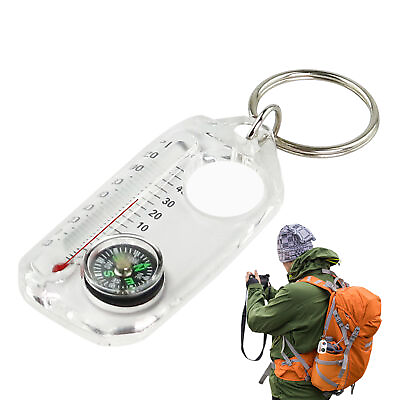 #ad Multifunction Camping W Keychain Compass Thermometer 3 In 1 Carabiner Outdoors $8.44