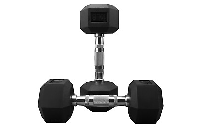 #ad POWERT Rubber Coated Hex Dumbbell Hand Weight Set Avail 10 50 lbs $39.99