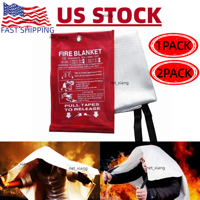 #ad Large Fire Blanket Fireproof For Home Kitchen Office Caravan Emergency Safety US $6.99