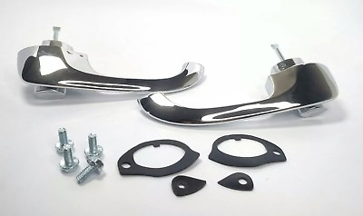 #ad Chrome Outside Door Handle Kit GM X Body Exterior Handle Set Pair w Gaskets $48.99