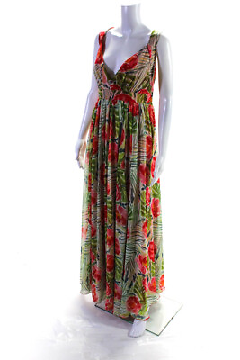 #ad Badgley Mischka Womens Green Floral Maxi Gown Size 16 12159830 $144.01