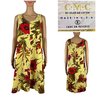 #ad CMC By Color Me Cotton Womens Small Dress Floral Multicolor Vintage Pockets NWT $49.99
