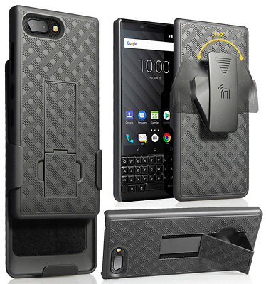 #ad Black Rubberized Case Kickstand Cover Belt Clip Holster for BlackBerry Key2 $17.95
