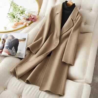 #ad Wool Coat Women Jacket Camel Overcoat Casual Blend Black Outerwear Female $221.84