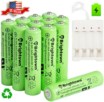 #ad 4 8 24Pc NiMH AAA Rechargeable Batteries Ni Mh 600mAh 1.2V amp; AAA Battery Charger $7.99