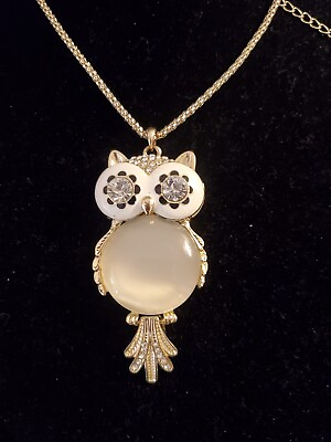 #ad Betsey Johnson Rhinestone Owl Pendant Necklace $19.99