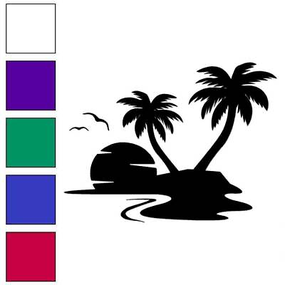 #ad Tropical Island Palm Trees Vinyl Decal Sticker Multiple Colors amp; Sizes #6437 $23.95