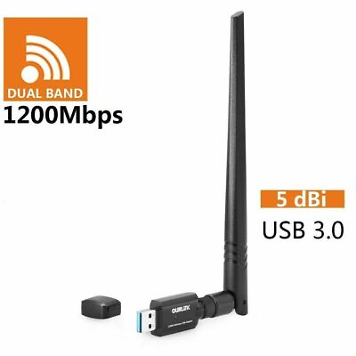 #ad Dual Band 2.4 5Ghz 1200Mbps Wireless WiFi Network USB Adapter w Antenna 802.11AC $12.98