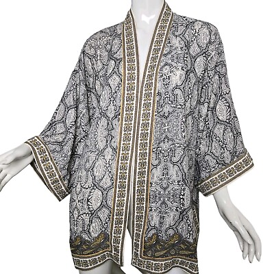 #ad Max Studio Kimono Top Size L Large Cardigan Jacket Cover up Open Front Paisley $38.00