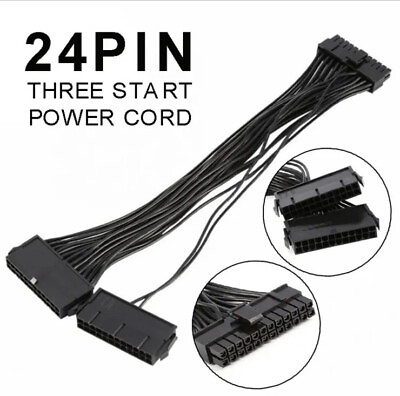 #ad Dual PSU Power Supply 24 pin ATX Motherboard Adapter Connector Cable Cord 1 $3.99